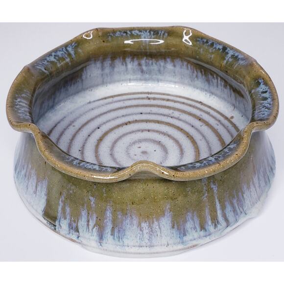 TRIPLE C POTTERY Hand Thrown Stoneware Brie Baker Scalloped Edge Glazed Signed - Picture 3 of 14